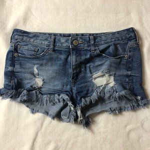 Distressed cut off jeans